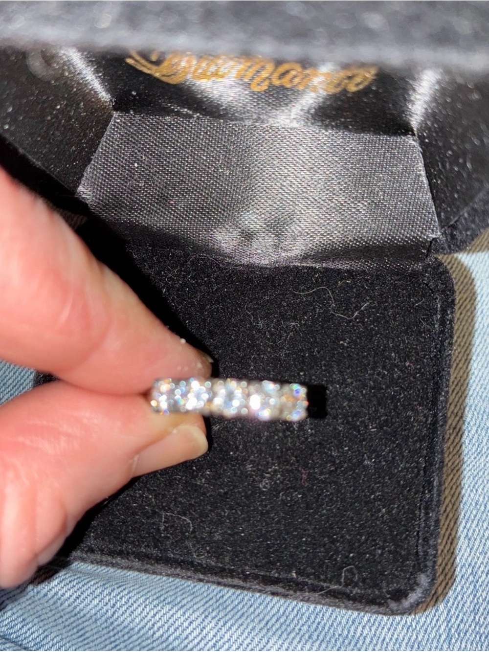 Diamonique Ring size 8 NWT Classic Sparkling Silver Crystal Band Ring - Women's